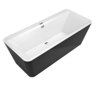 Отдельностоящая ванна Villeroy & Boch squaro edge 12 из искусственного камня quaril, панель graphite noir 180x80x62 cm