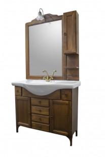 Мебель для ванны savini due noemi, в комплекте (зеркало с подсветкой, умывальник, шкаф правый), 105x49x197 cm