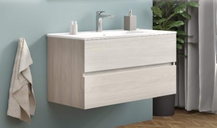 Комплект мебели для ванной savini easy 60 - мебель, умывальник, зеркало и подсветкой, серый дуб