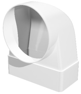 Соединитель угловой плоского воздуховода с круглым, 60x200 mm x d125 mm