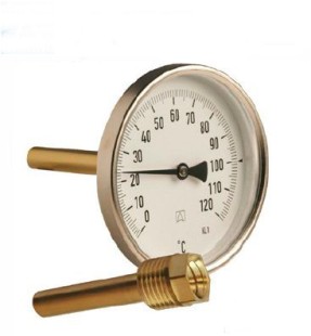 Термометр аксиальный, с гильзой 1/2x45 mm , 0-120 градусов, d 63 mm