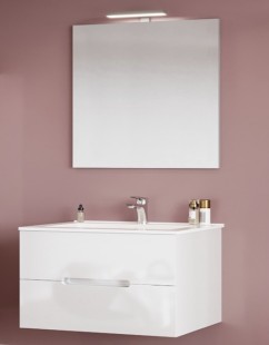 Комплект мебели для ванной savini iris 60 - мебель, умывальник, зеркало и подсветкой, белый