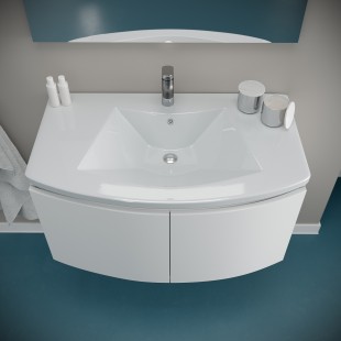 Комплект мебели для ванной savini giulia 80 - мебель, умывальник, зеркало и подсветкой, белый глянец